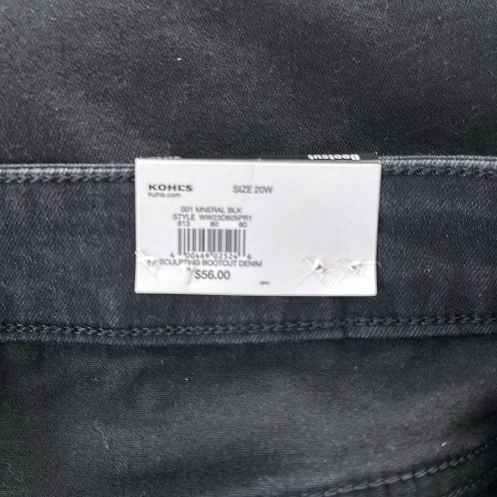 NWT Nine West Black Bootcut Jeans 20W High Rise Denim Stretch Leg Slit - Picture 11 of 12